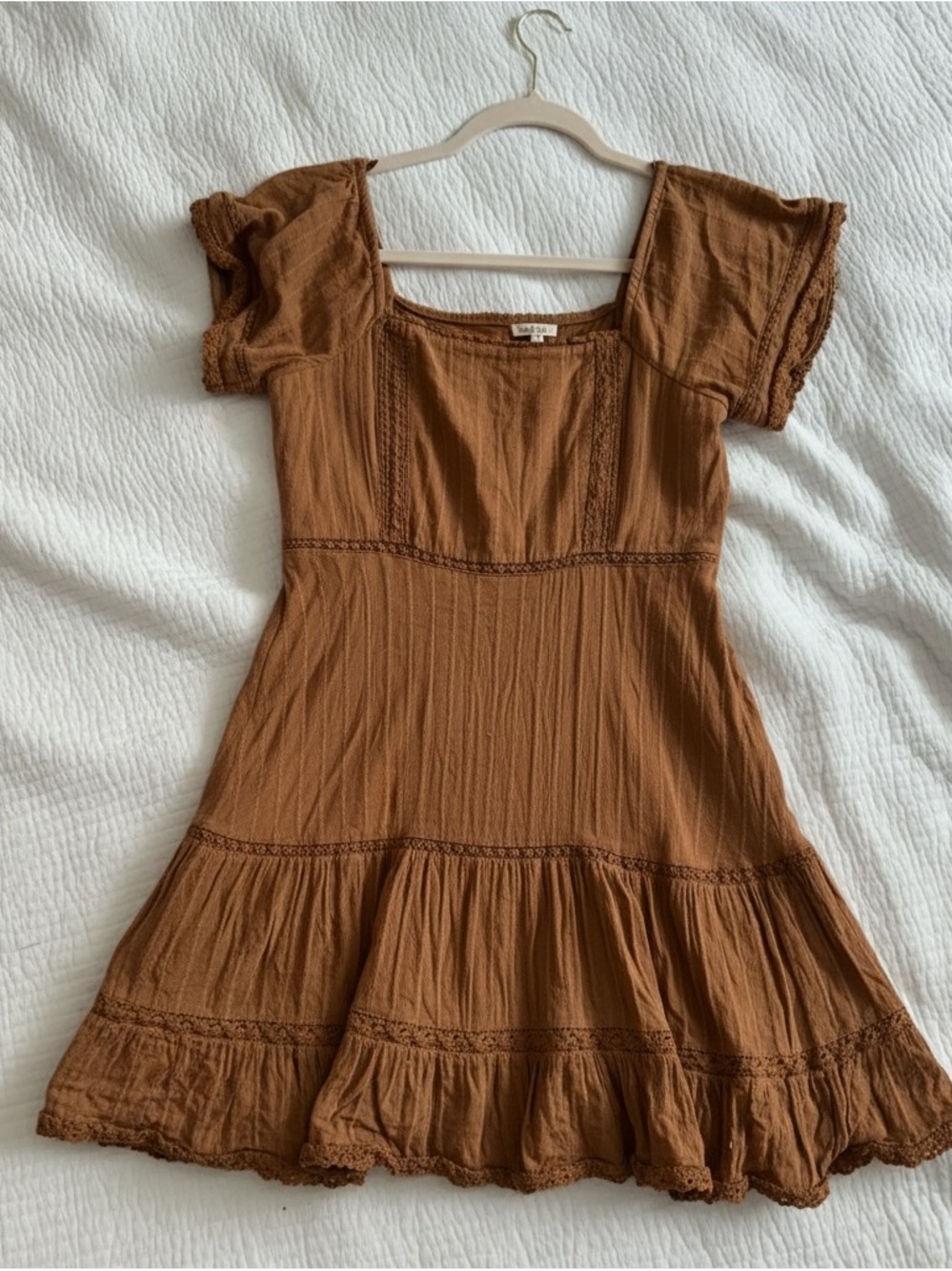 American Eagle Outfitters Rust Brown Square Neck Mini Dress